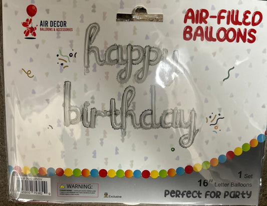 16'' Happy Birthday Balloon Silver