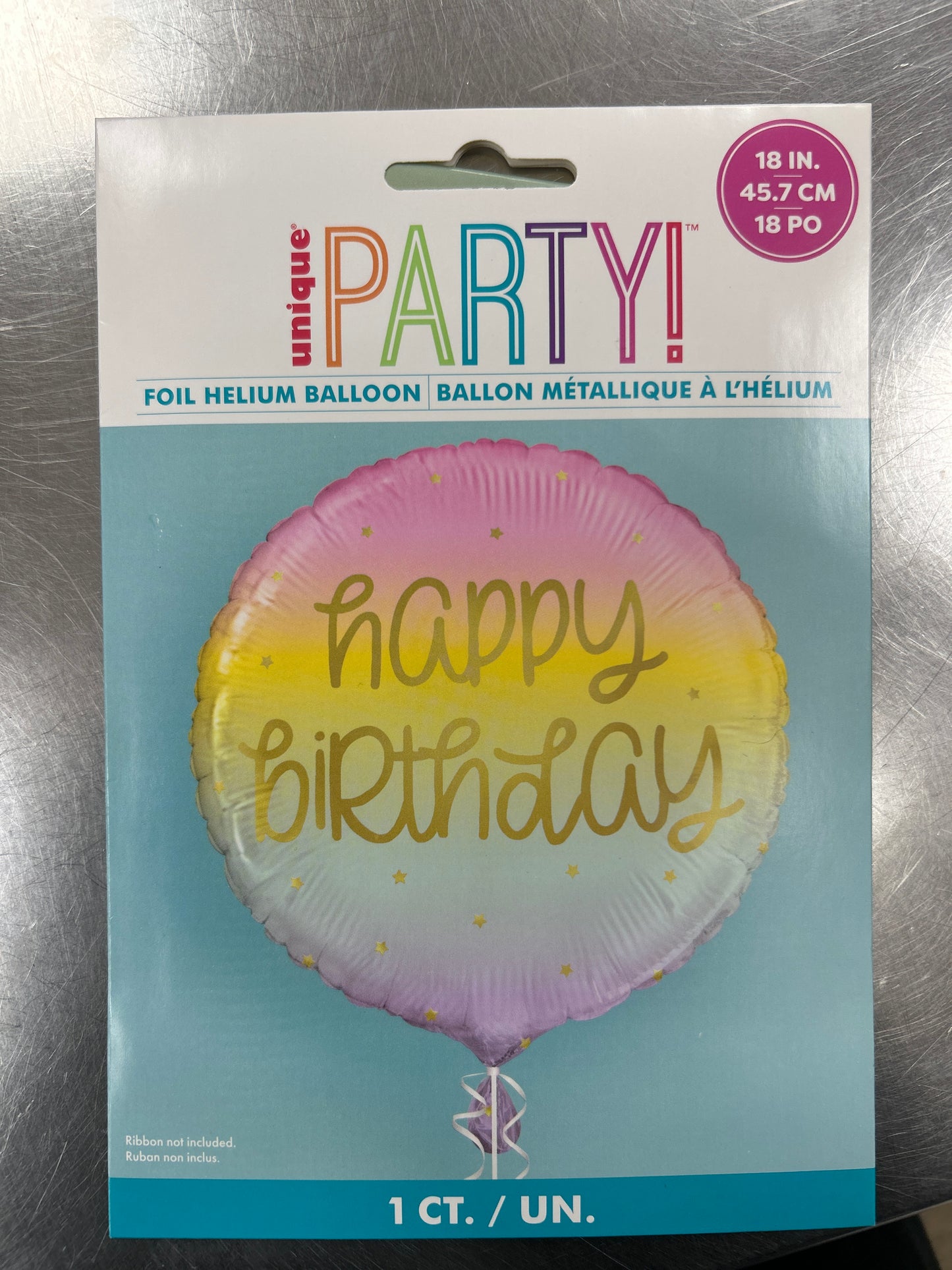 Gold Pastel Rainbow Birthday Foil Balloon 18"