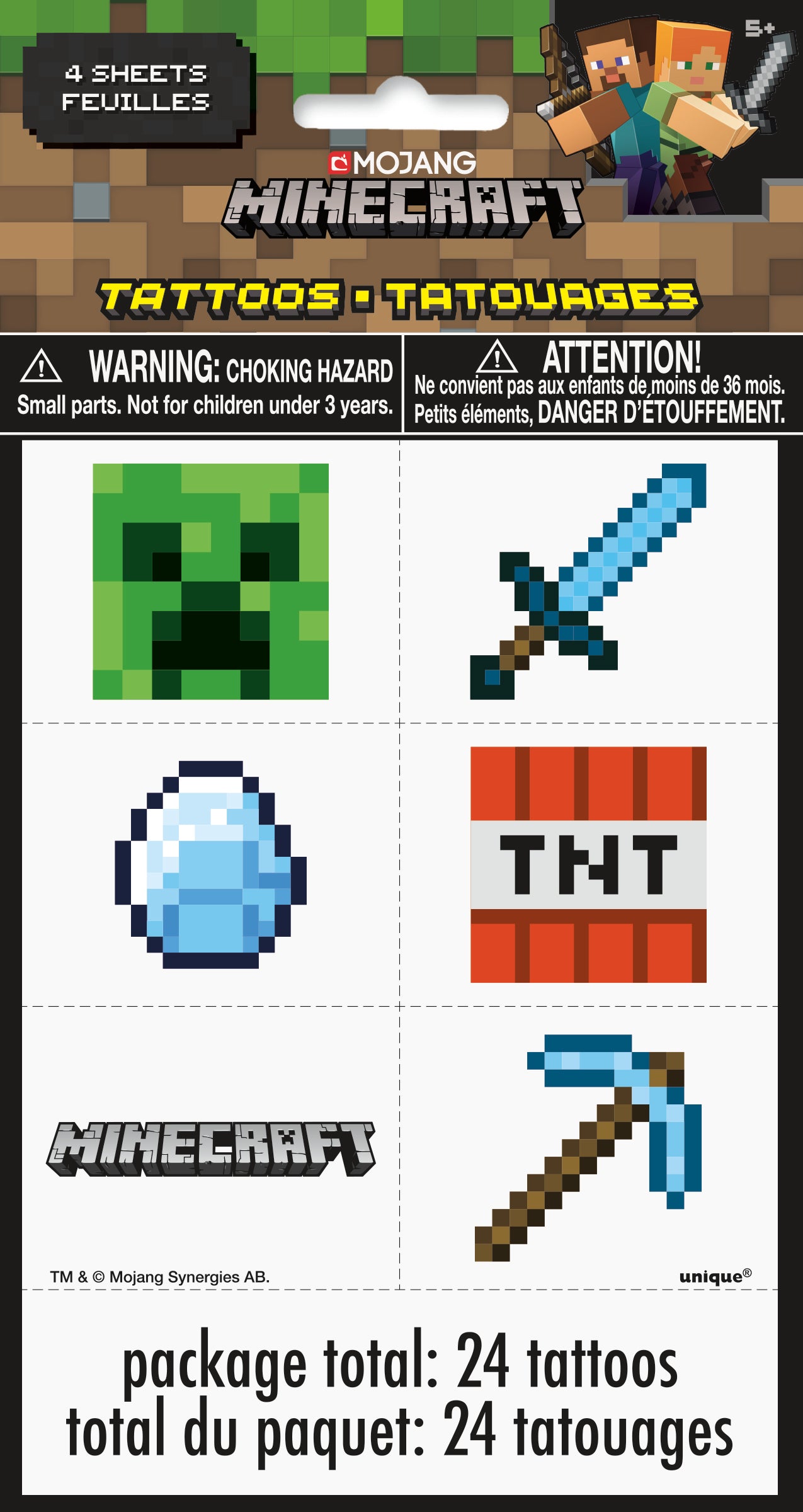 Minecraft Tattoos 24ct