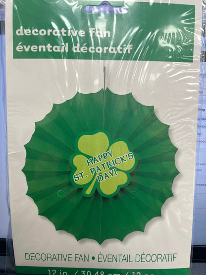 Abanico de papel de 12 pulgadas con diseño del Día de San Patricio