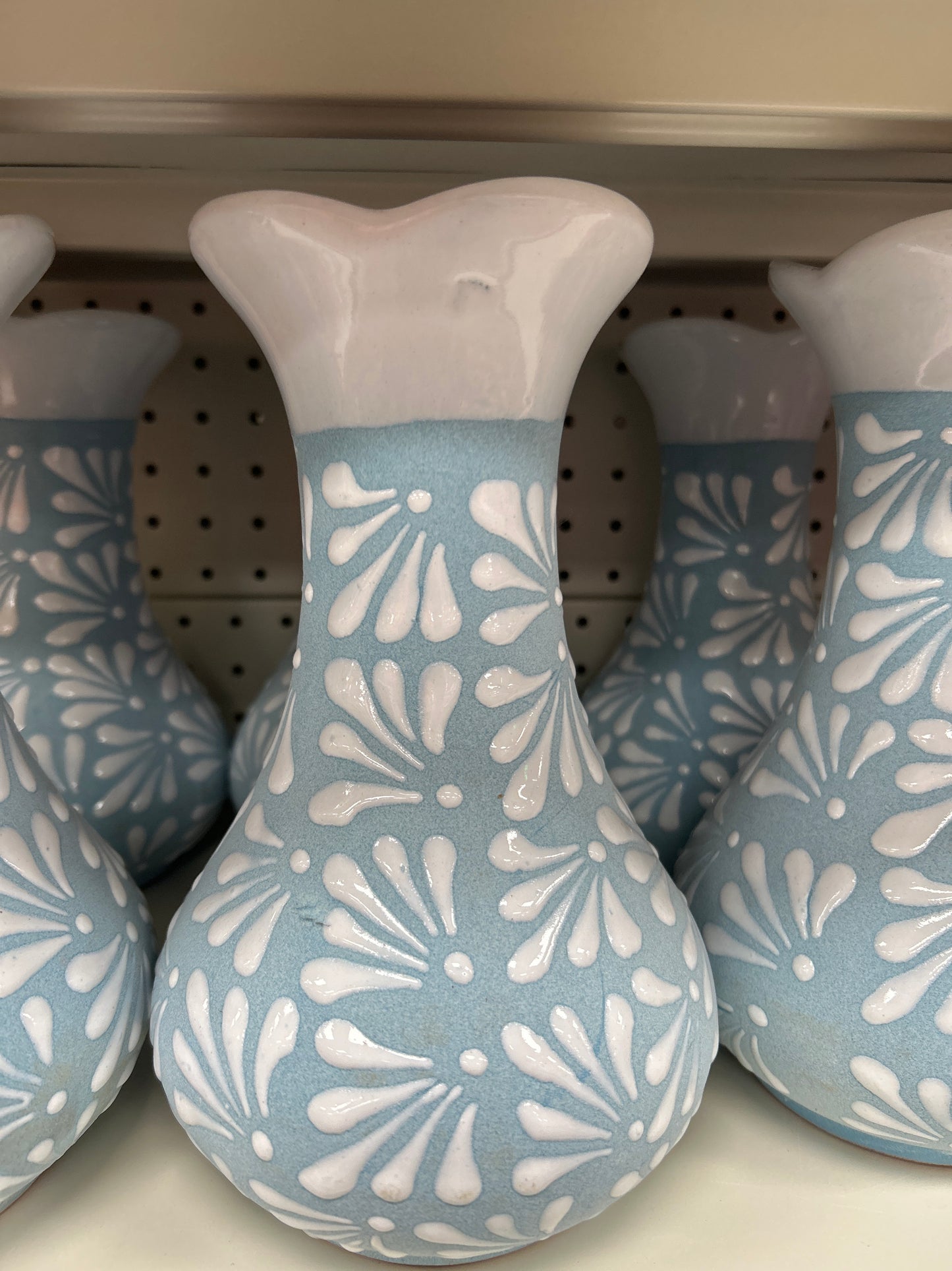Blue Vase with White Embossing