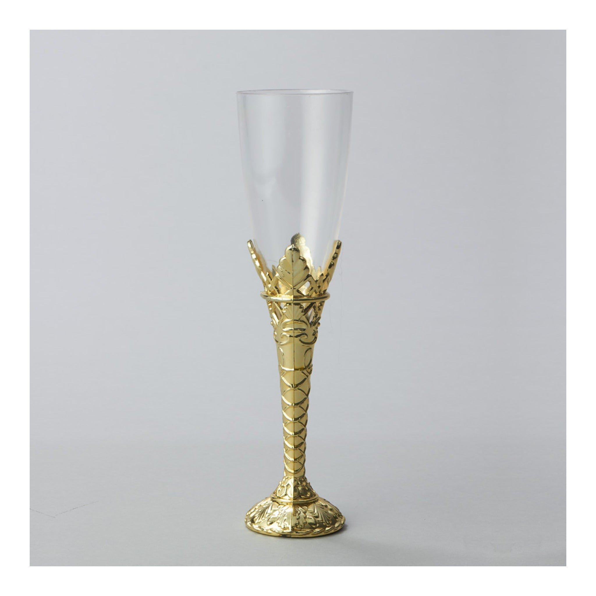 8" Plastic Champagne Flutes Gold