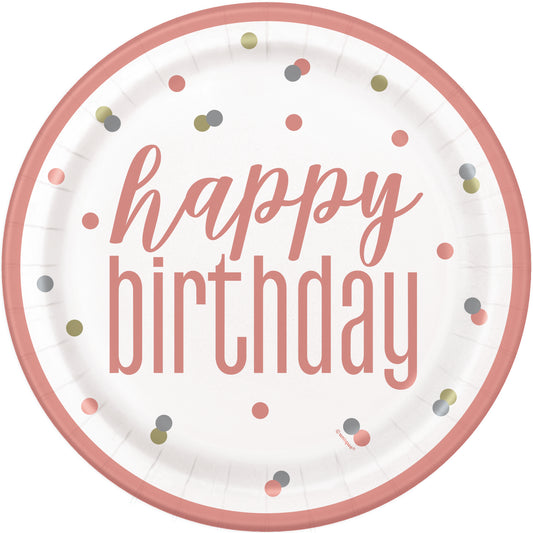 9" Plate Birthday Rose Gold 8ct