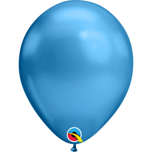 Qualatex Balloon Chrome Blue 100ct Latex Balloon 7"