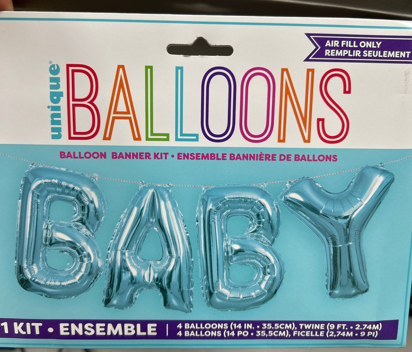 Blue Baby 14" Foil Letter Balloon Banner Kit