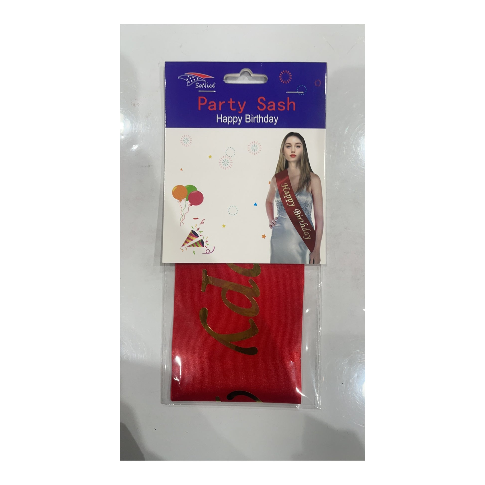 Party Sash Happy Birthday Red