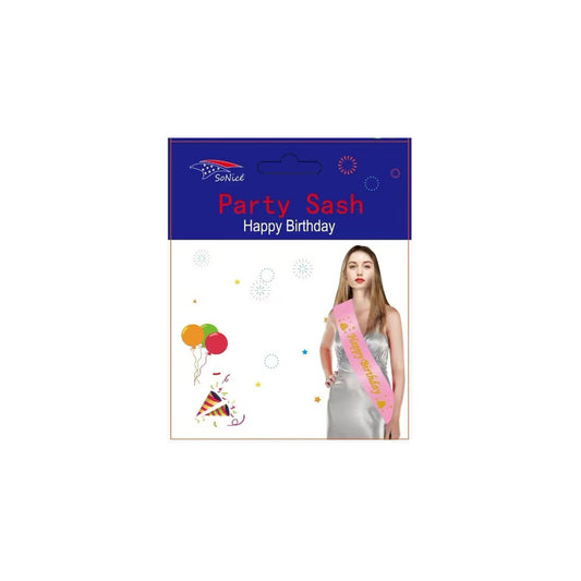 Party Sash Happy Birthday Light Pink