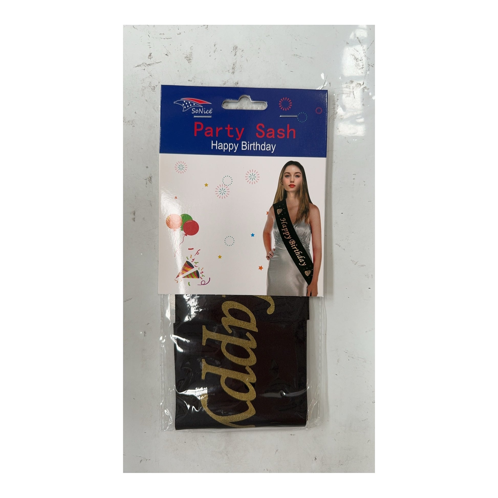 Party Sash Happy Birthday Black
