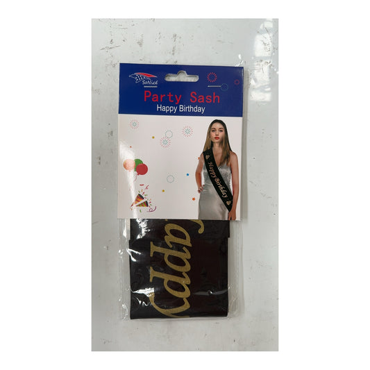 Party Sash Happy Birthday Black