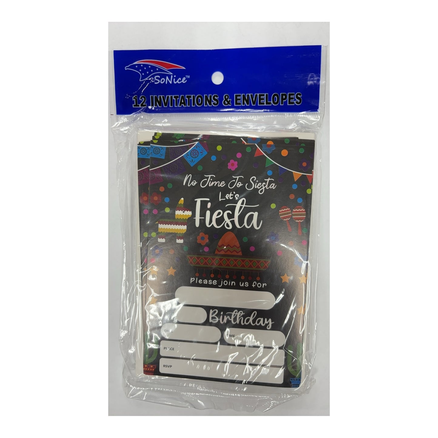 12 ct Invitation Card & Enverlope Fiesta 96Pk/Cs