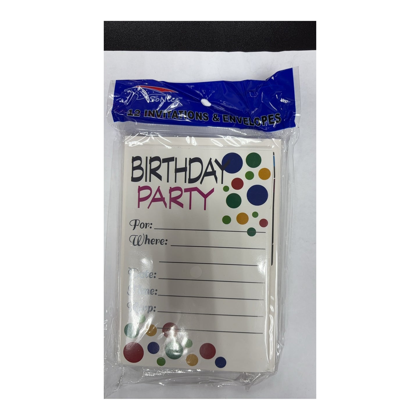 12 ct Invitation Card & Enverlope Happy Birthday 96Pk/Cs