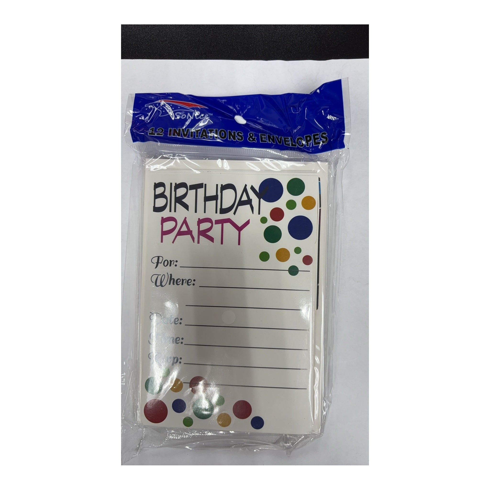 12 ct Invitation Card & Enverlope Happy Birthday 96Pk/Cs