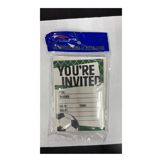 12 ct Invitation Card & Enverlope Soccer 96Pk/Cs