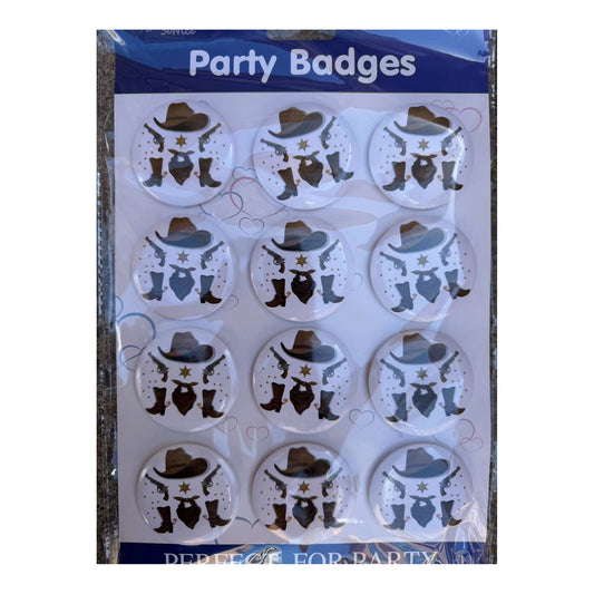 12 ct Party Badges Cowboy 60Pk/Cs