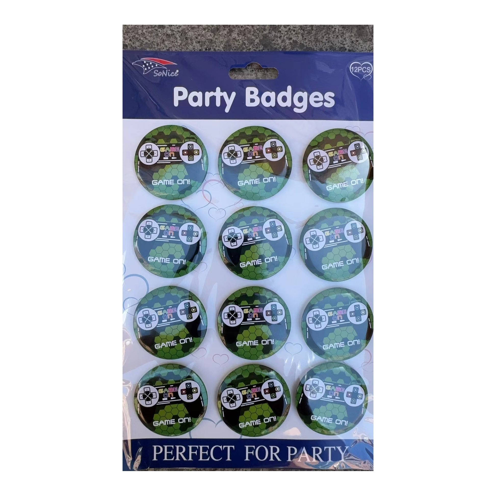 12 ct Party Badges Game On 60Pk/Cs