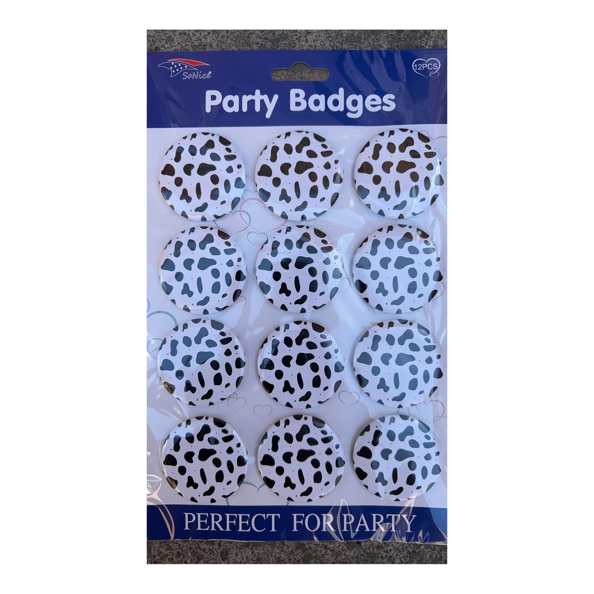 12 ct Party Badges Cow 60Pk/Cs