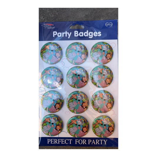 12 ct Party Badges Safari 60Pk/Cs