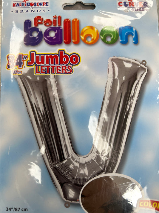 34” Silver Letter ‘V’ Balloon