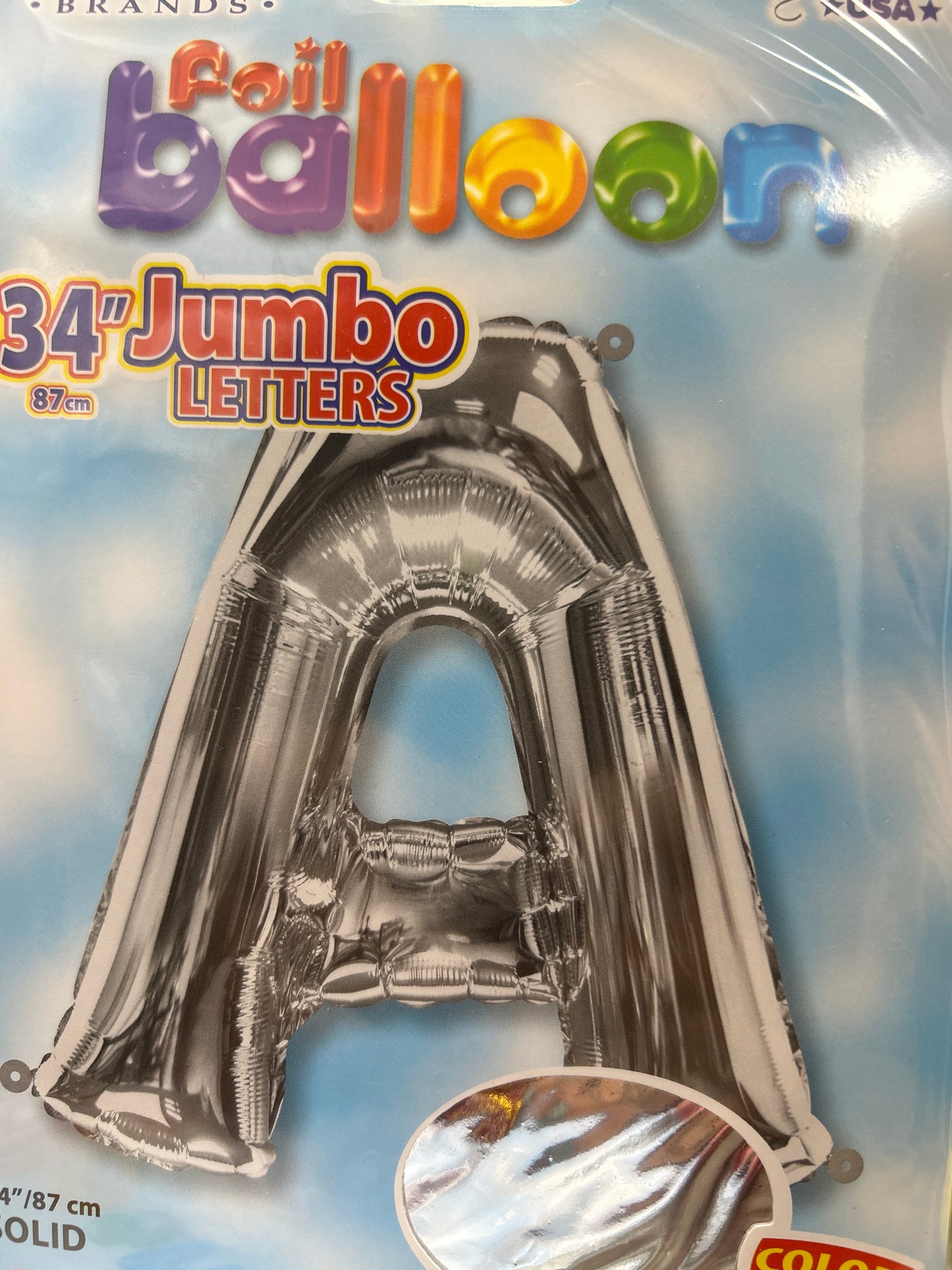 34” Silver Letter ‘A’ Balloon