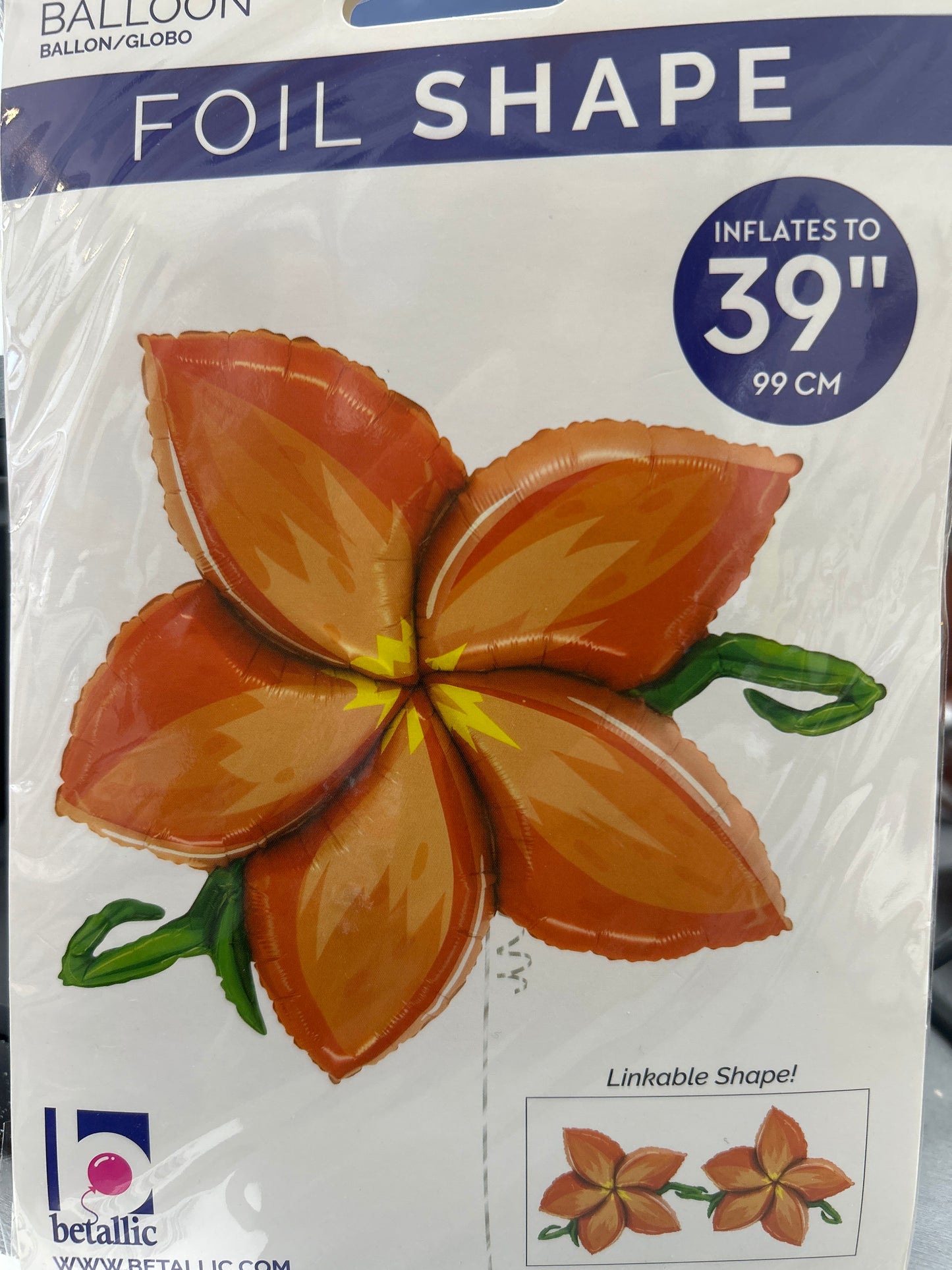 39” Linky Plumeria Orange Balloon