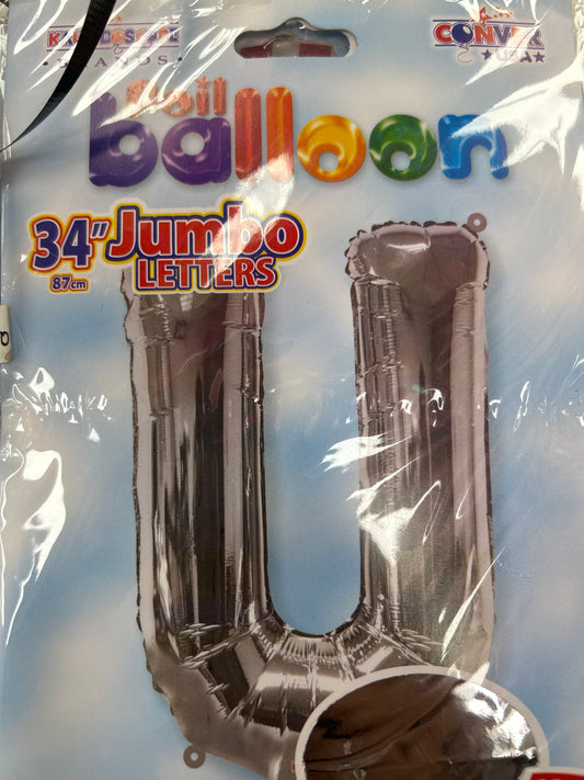 34” Silver Letter ‘U’ Balloon