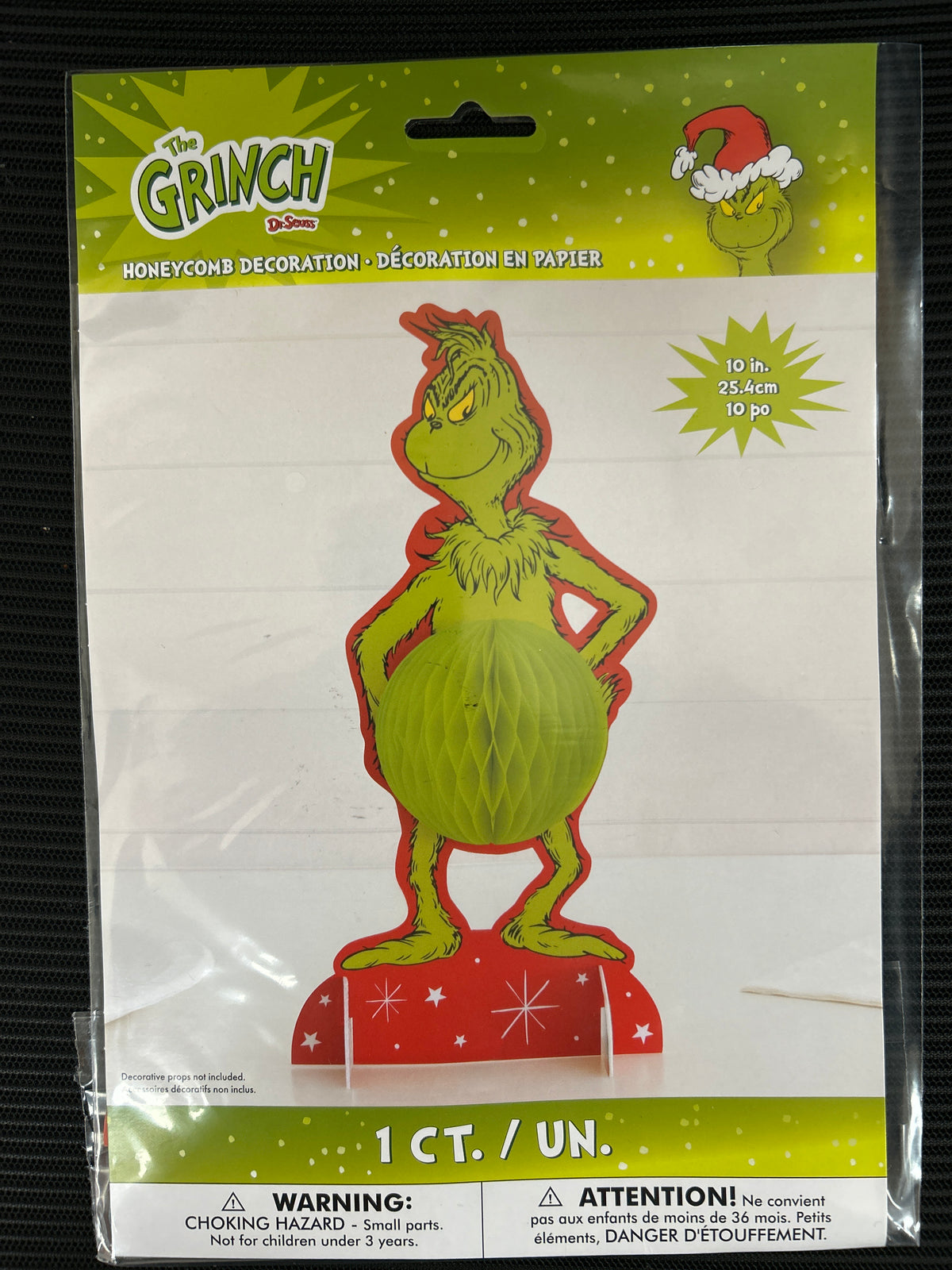 The Grinch Honeycomb & Paperboard 10” Centerpiece