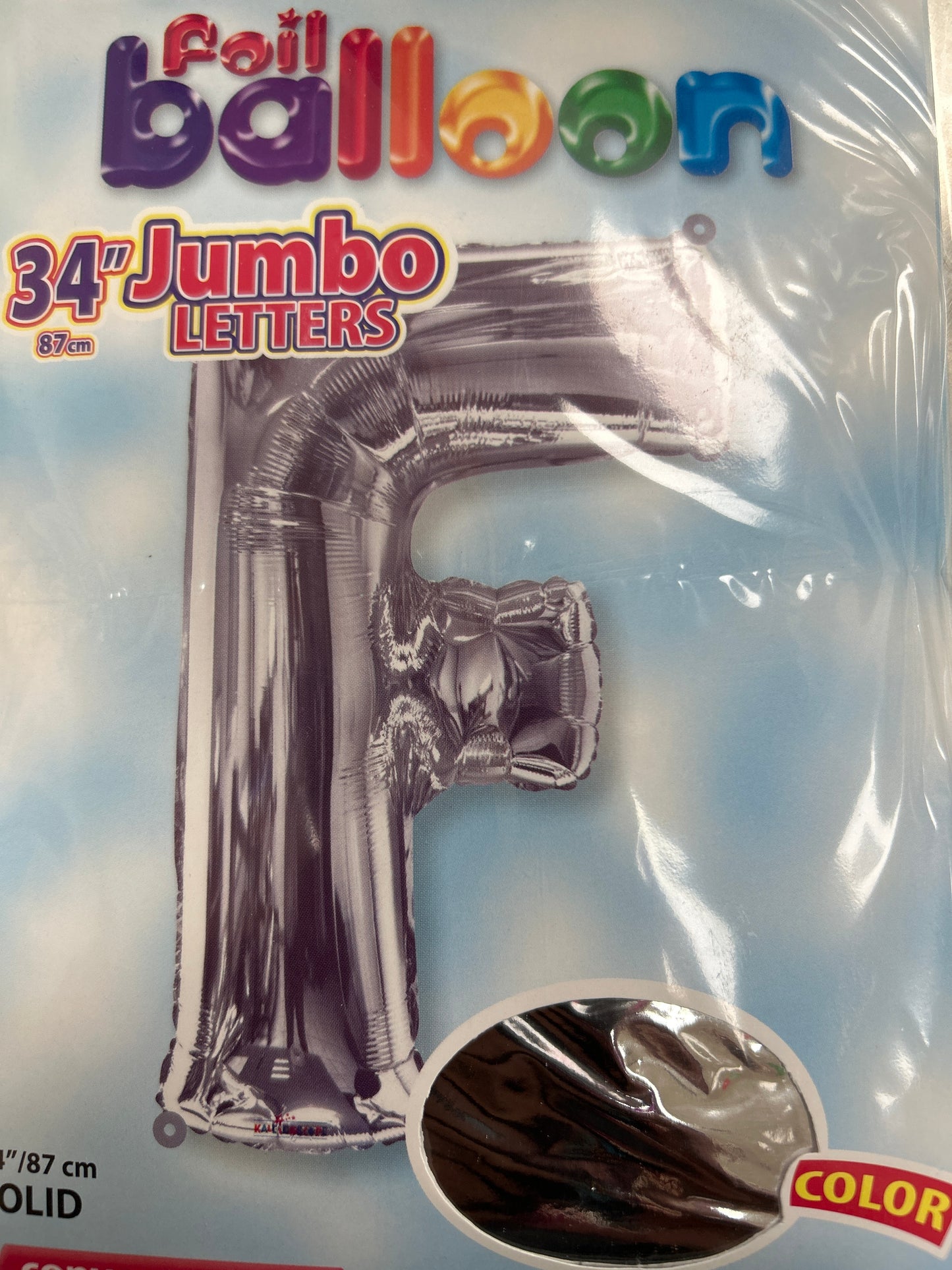 34” Silver Letter ‘F’ Balloon