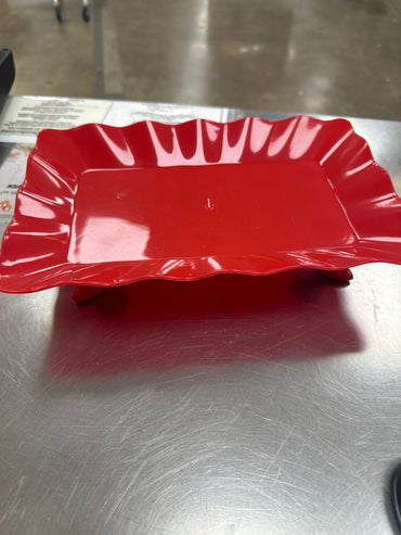 Soporte festoneado de plástico para dulces - Rojo