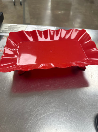 Plastic Scalloped Treat Stand-Red