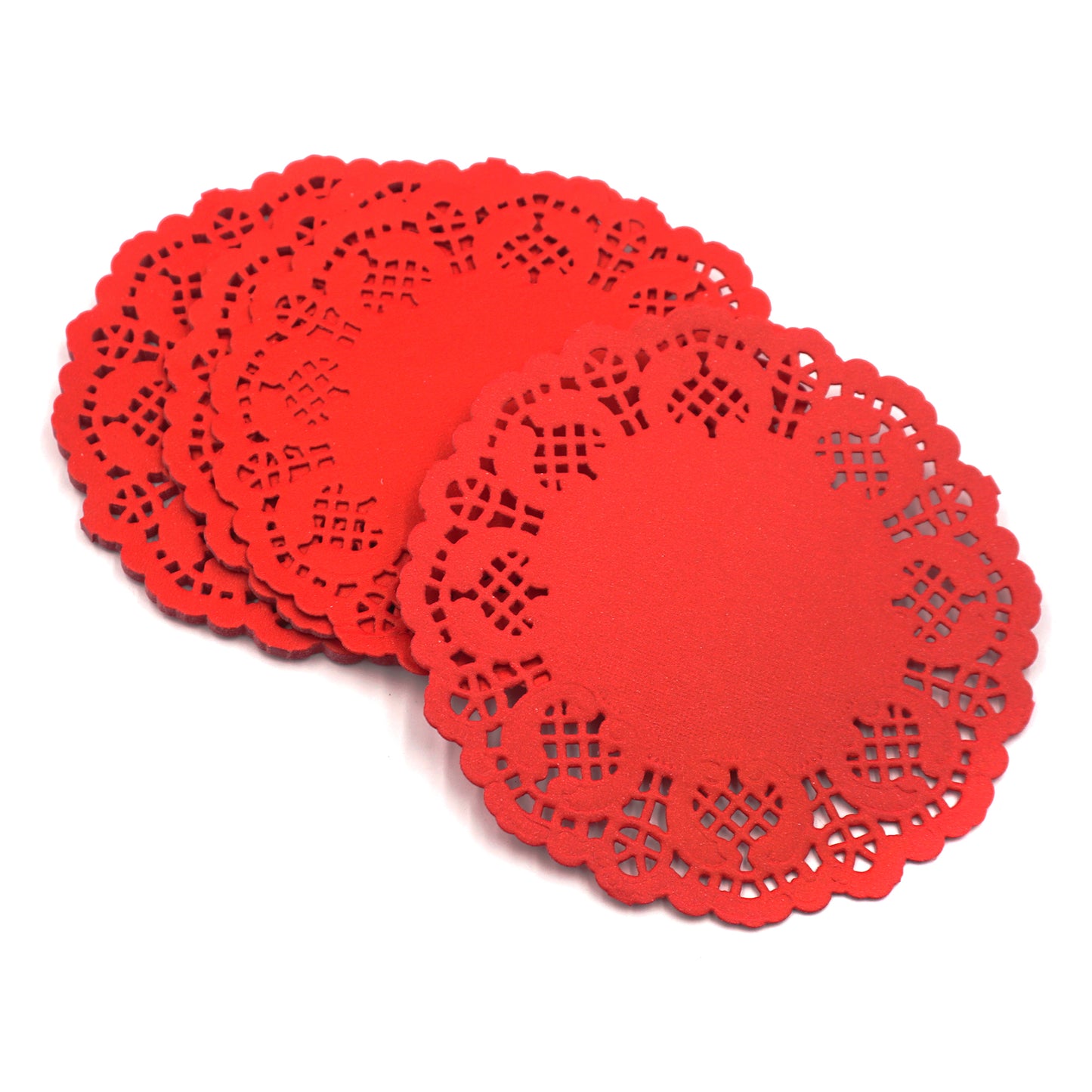 Blondas redondas de papel rojas