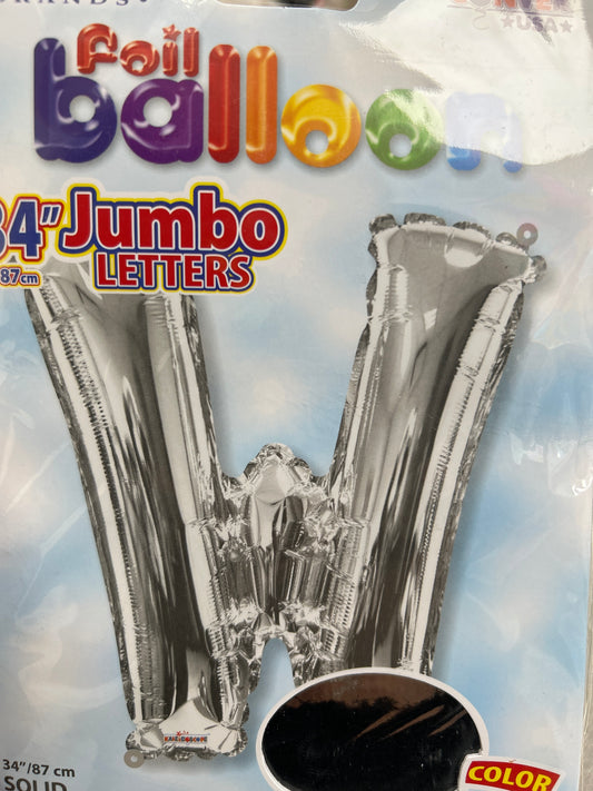34” Silver Letter ‘W’ Balloon