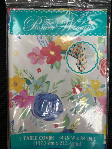 Floral Blue Foil Table Cover 54 inch x84 inch - Tableware (image 2)