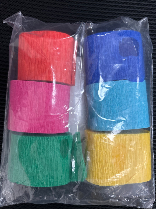 Kit de Serpentinas de Papel Crepé Colores Surtidos 20 pies 6 piezas