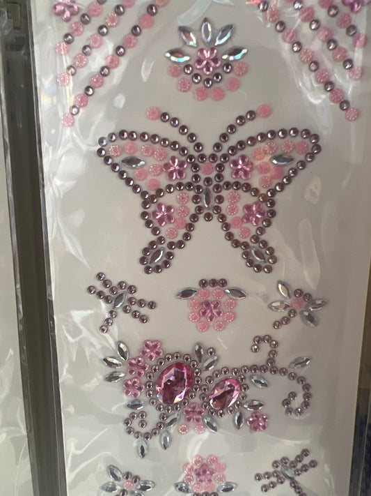Stone Sticker Butterfly Pink