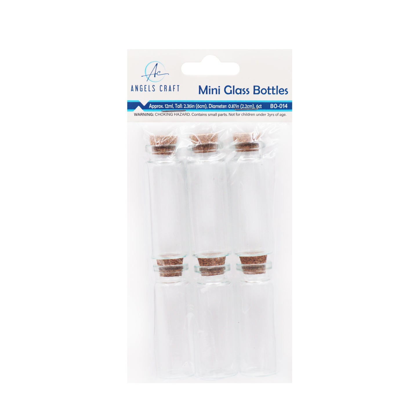 2.5" Glass Bottle/Cor Top 6ct