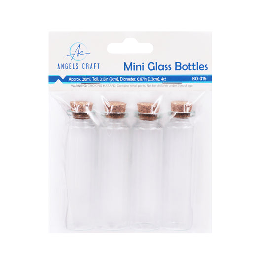 3" Glass Bottle/Cork Top 4ct