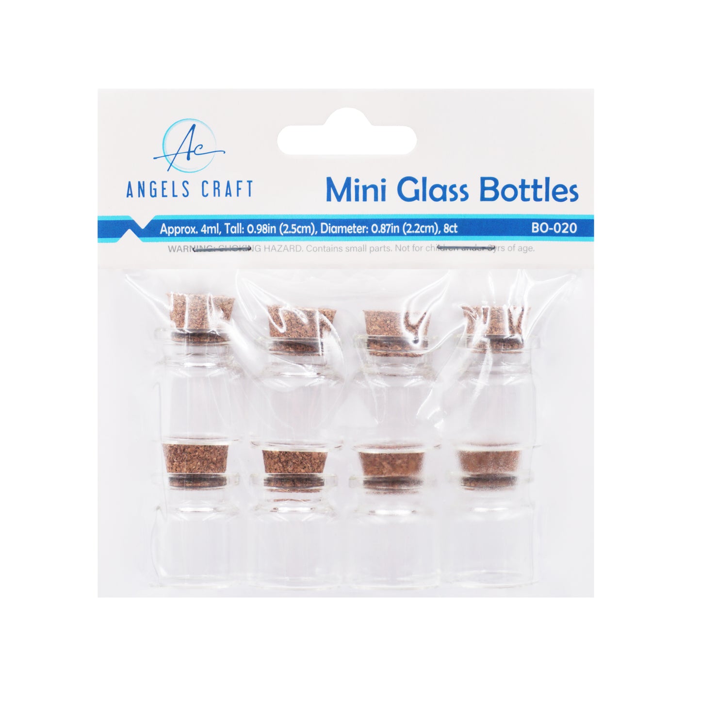 1" Glass Bottle/Cor Top 8ct