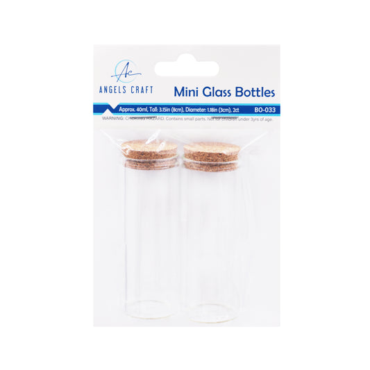 Glass Round Bottle/Cor Top 2ct