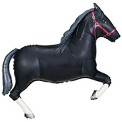 Globo de caballo de papel de aluminio negro 43"