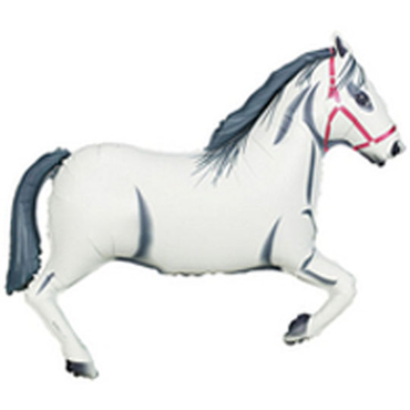 Horse White Foil Balloon 43"