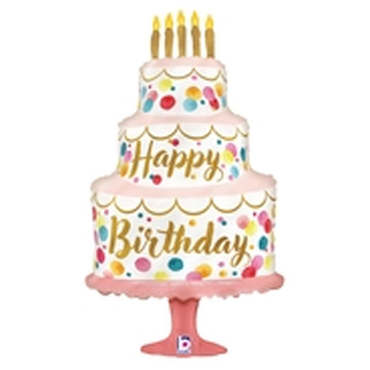 Globo de papel de aluminio "Tarta de cumpleaños" de 33 pulgadas