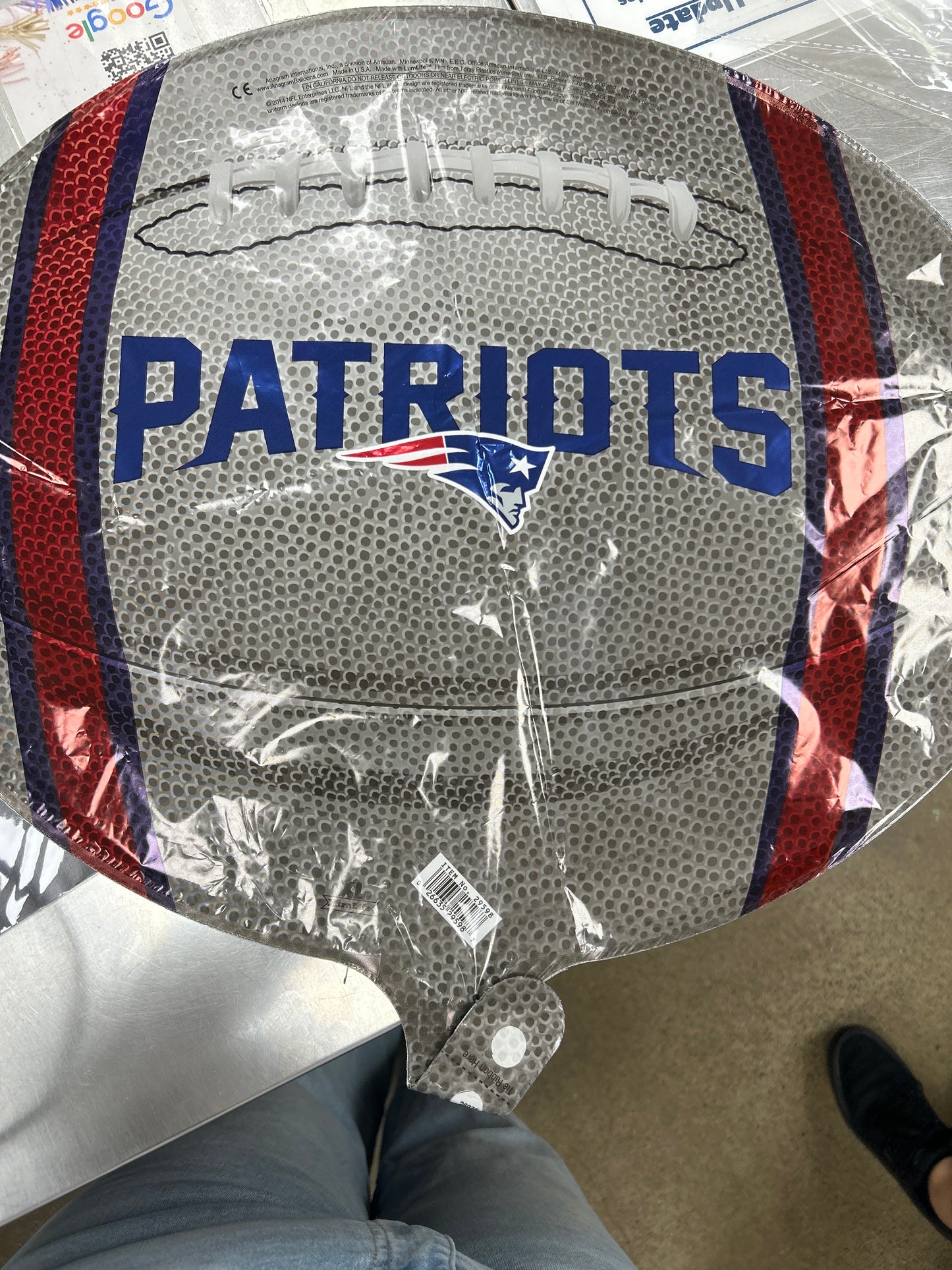 Globo metalizado de los New England Patriots de 18"