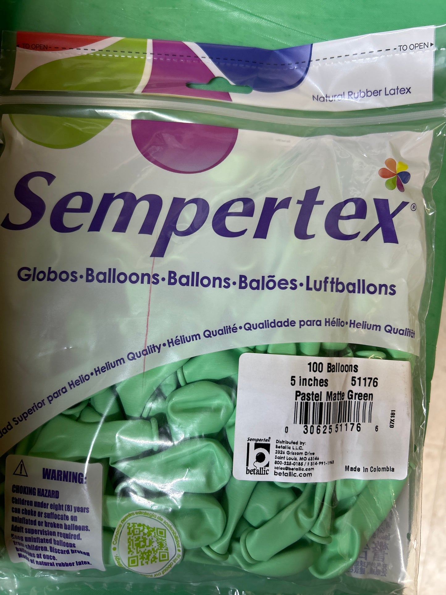 Betallatex Globo Látex Pastel Mate Verde 100 unidades 5"