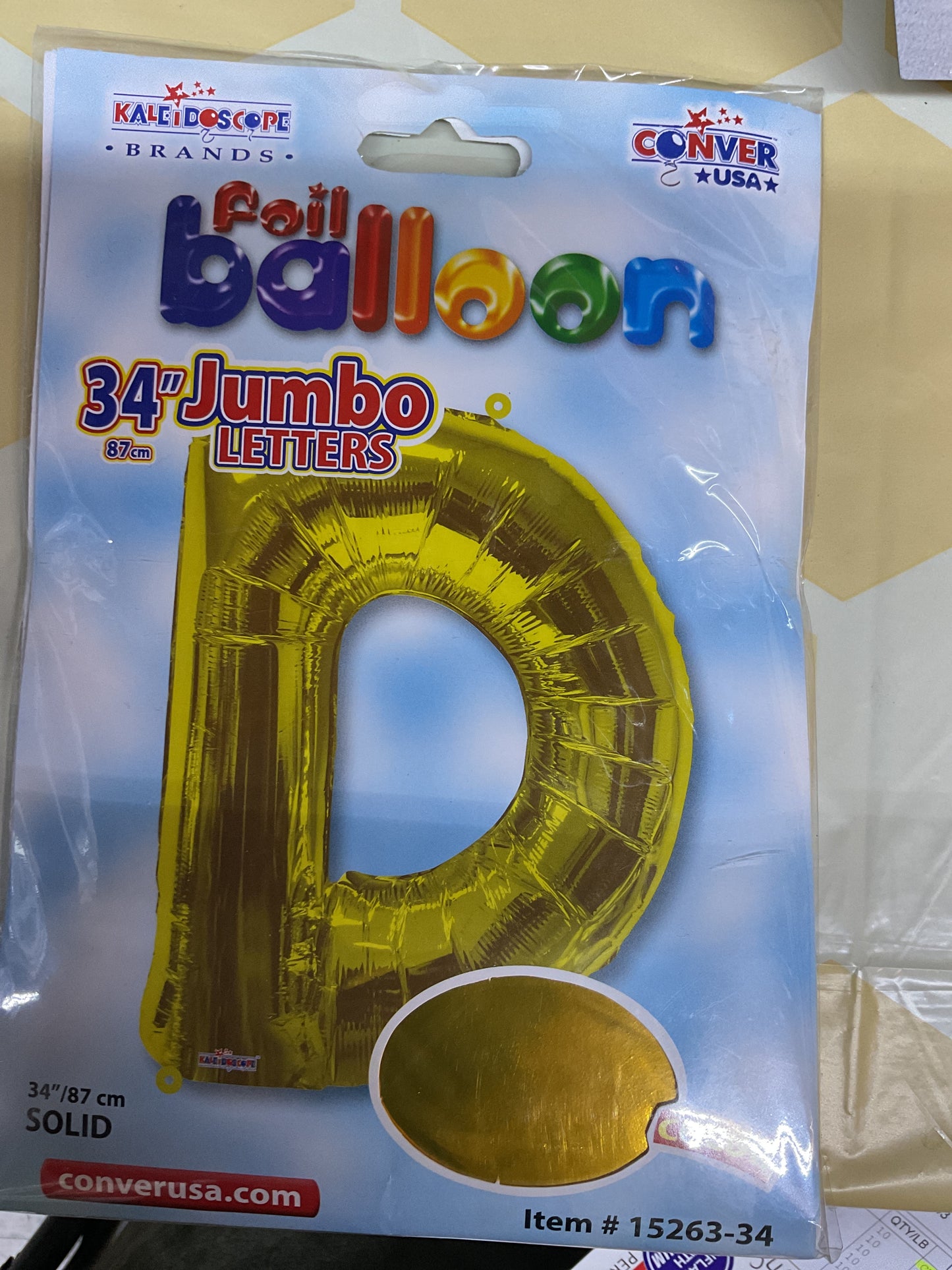 34” Gold Letter ‘D’ Balloon