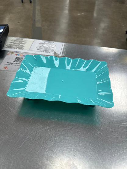 Plastic Scalloped Treat Stand-Turquoise