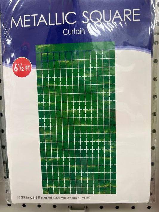 Metallic Square Curtain Green