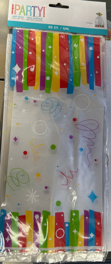 Rainbow Ribbon Birthday Cellophane Bag 20ct
