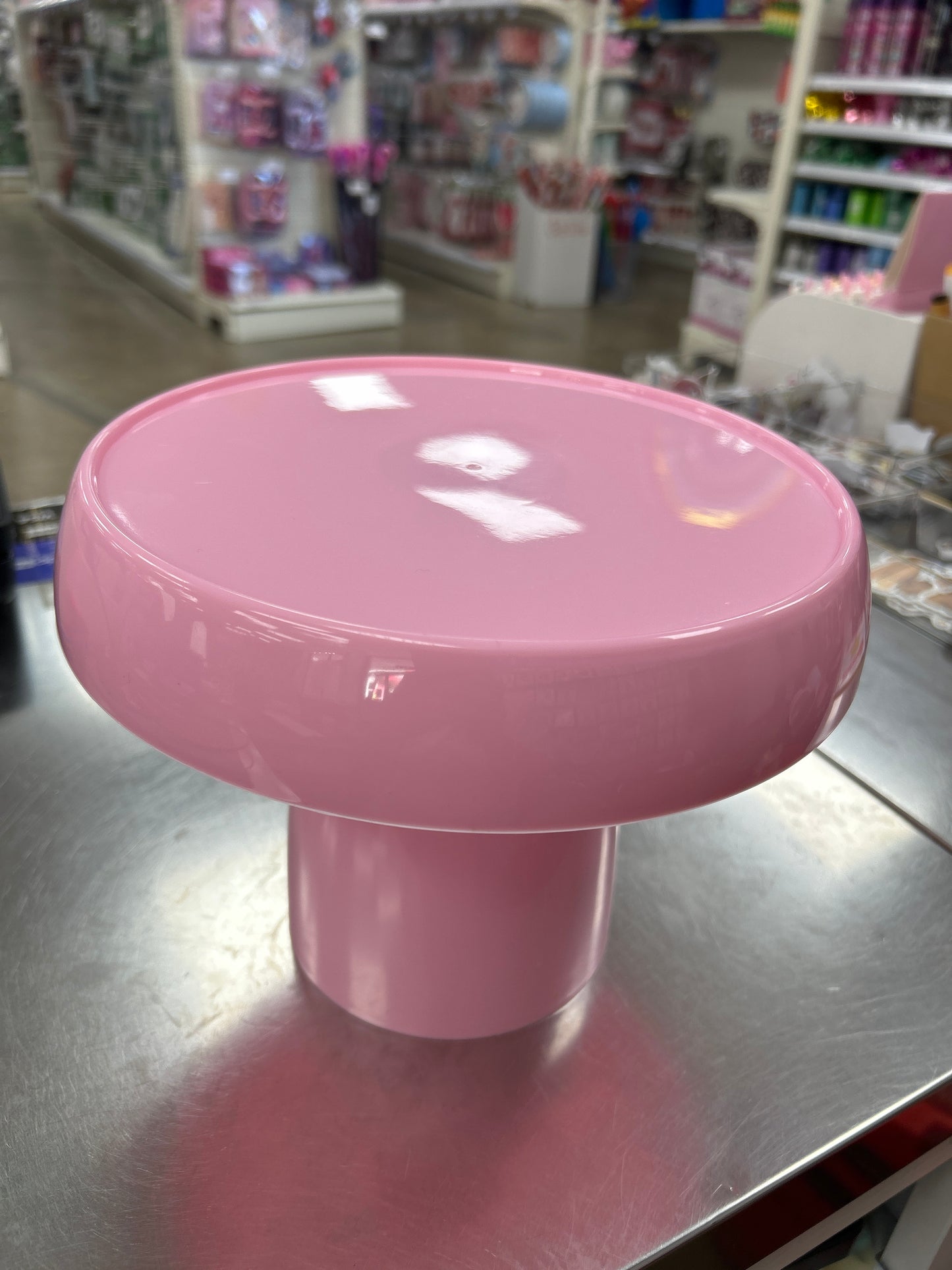 Plastic Mushroom Treat Stand-Pink