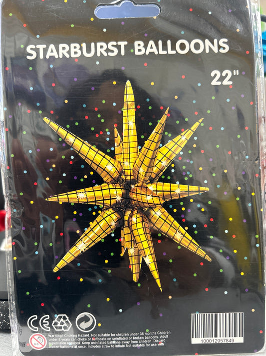 22” Starburst Gold Disco Balloon