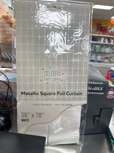 Square Foil Curtain Met.White